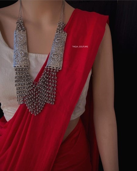 RED MALAI SILK SAREE