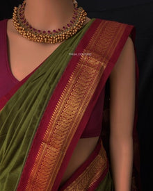 OLIVE GREEN COTTON SILK SAREE