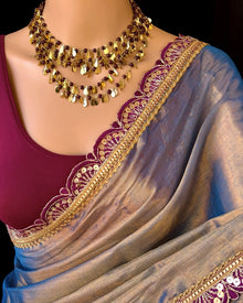 COPPER SKY BLUE TISSUE SAREE