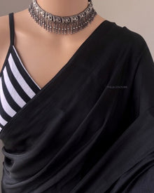 BLACK MALAI SILK SAREE