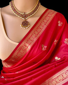 CHILLI RED SMALL BORDER ART SILK SAREE