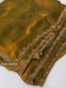 COPPER GREEN SPACE SILK SAREE