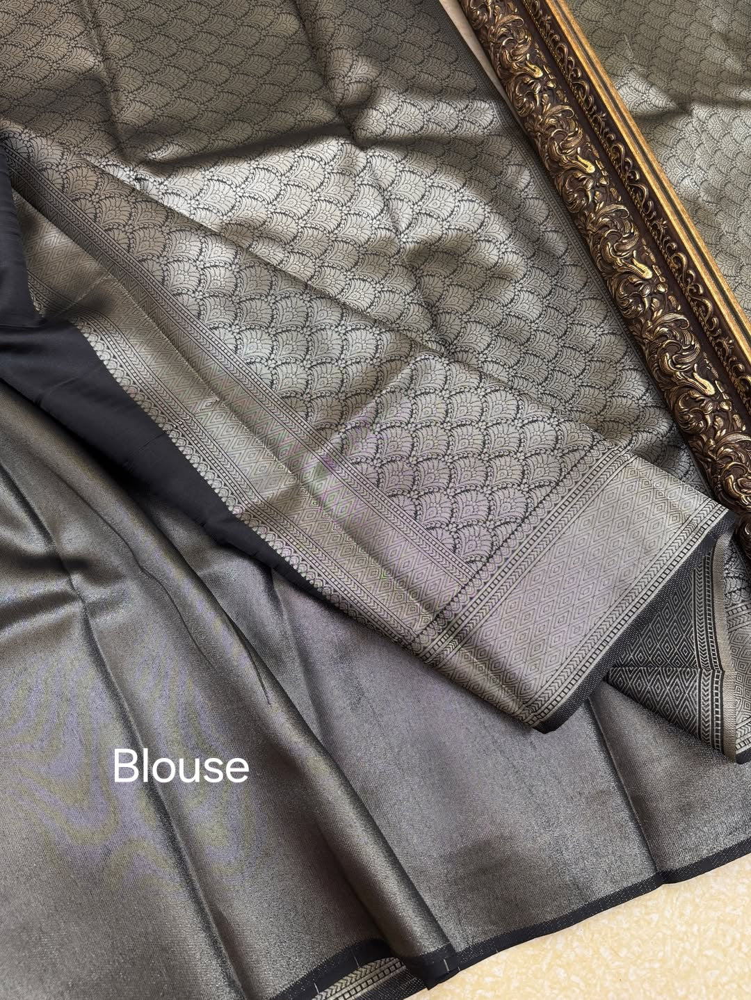 BLACK SILVER TISSUE SAREE