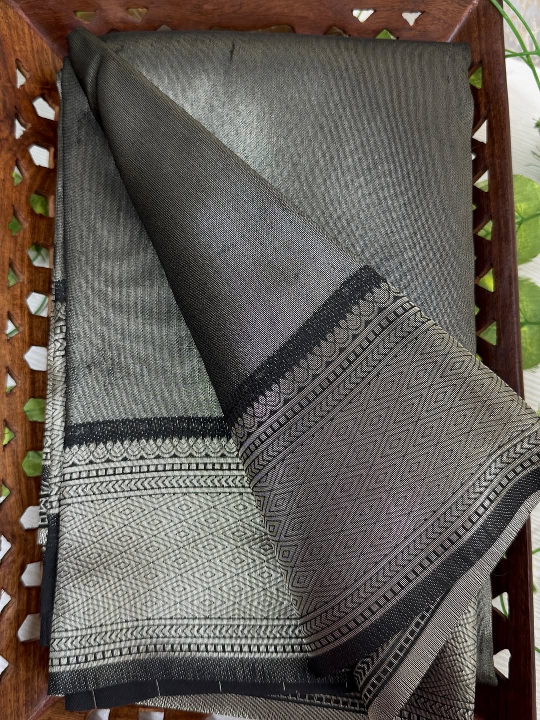 BLACK SILVER TISSUE SAREE