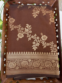 RUST BROWN ART SILK SAREE WITH GOLDEN BORDER