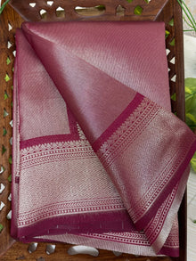 ROSE PINK SILVER TISSUE SAREE