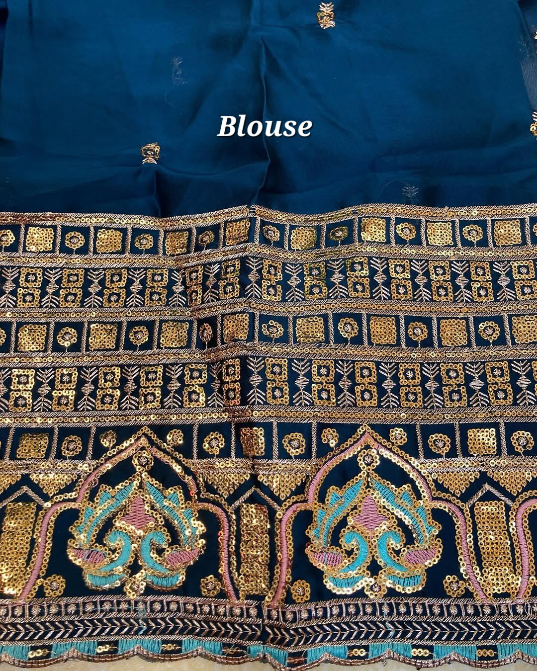 TEAL BLUE GEORGETTE SAREE