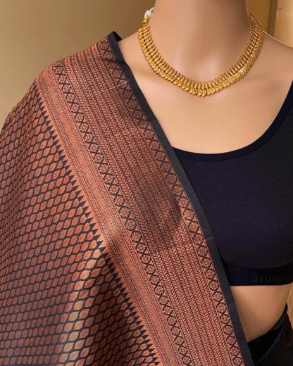 BLACK BROCADE ART SILK SAREE