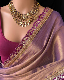 LAVENDER METTALIC COPPER TISSUE SAREE