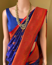 NAVY BLUE ART SILK SAREE