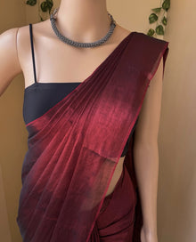 REDDISH MAROON TISSUE COTTON SAREE