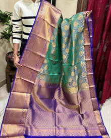 TURQUOISE GREEN KANCHIPURAM PURE SILK SAREE