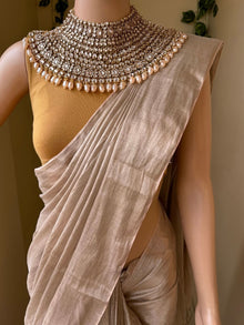 COPPER GOLD TISSUE COTTON SAREE