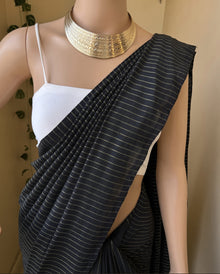 BLACK STRIPES COTTON SAREE