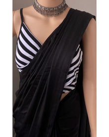 BLACK MALAI SILK SAREE