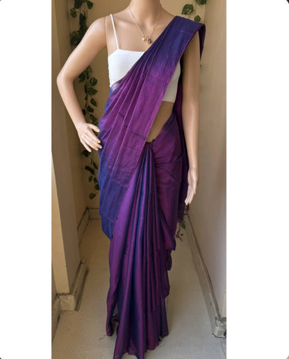 PURPLE BLUE TISSUE COTTON SAREE