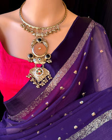 VIOLET VISCOSE GEORGETTE SAREE