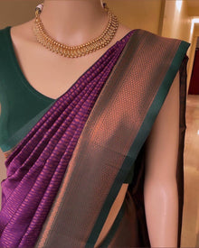 MAGENTA ART SILK SAREE WITH GREEN BORDER