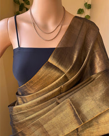 BLACK GOLD TISSUE COTTON SAREE
