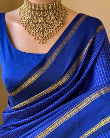 PEPSI BLUE KATTAM COTTON SILK SAREE RUDRAKSHA BORDER