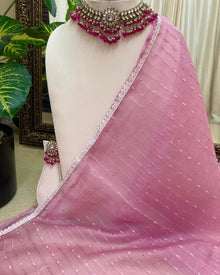 BABY PINK JUTE SILK SAREE