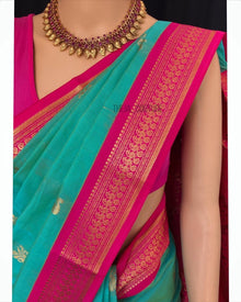 TURQUOISE KORA COTTON SAREE