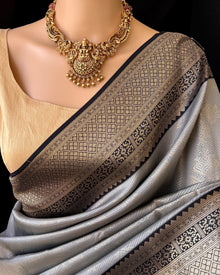 ASH GREY ART SILK SAREE