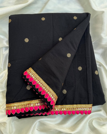 BLACK BUTTA COTTON SAREE