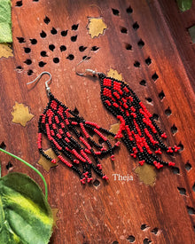 BLACK RED BEADS LONG NECK PIECE