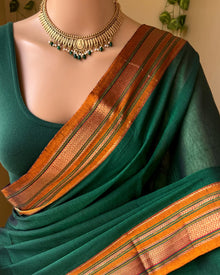 BOTTLE GREEN ILLKAI COTTON SAREE
