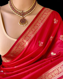 CHILLI RED SMALL BORDER ART SILK SAREE