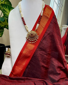 MARRON SOFT GADWAL COTTON SILK SAREE