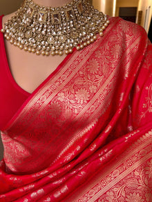 CHILLI RED BANARASI ART SILK SAREE