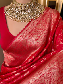 CHILLI RED BANARASI ART SILK SAREE