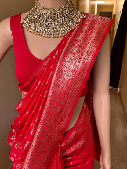 CHILLI RED BANARASI ART SILK SAREE