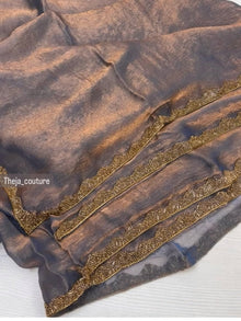 COPPER BLUE DUAL TONE SPACE SILK SAREE