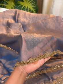 COPPER BLUE DUAL TONE SPACE SILK SAREE