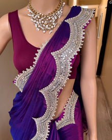 PURPLE METTALIC TISSUE SAREE