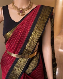 REDDISH MARRON CHECKS SILK COTTON