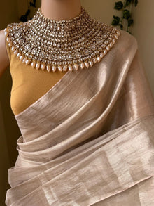 COPPER GOLD TISSUE COTTON SAREE