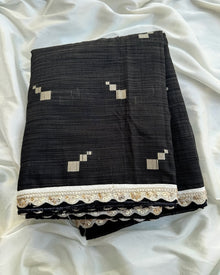 ELEPHANT BLACK COTTON SAREE
