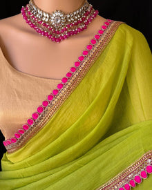 FLUORESCENT GREEN COTTON SAREE