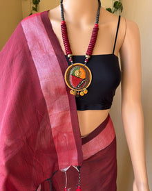 MAROON KHADI COTTON SAREE
