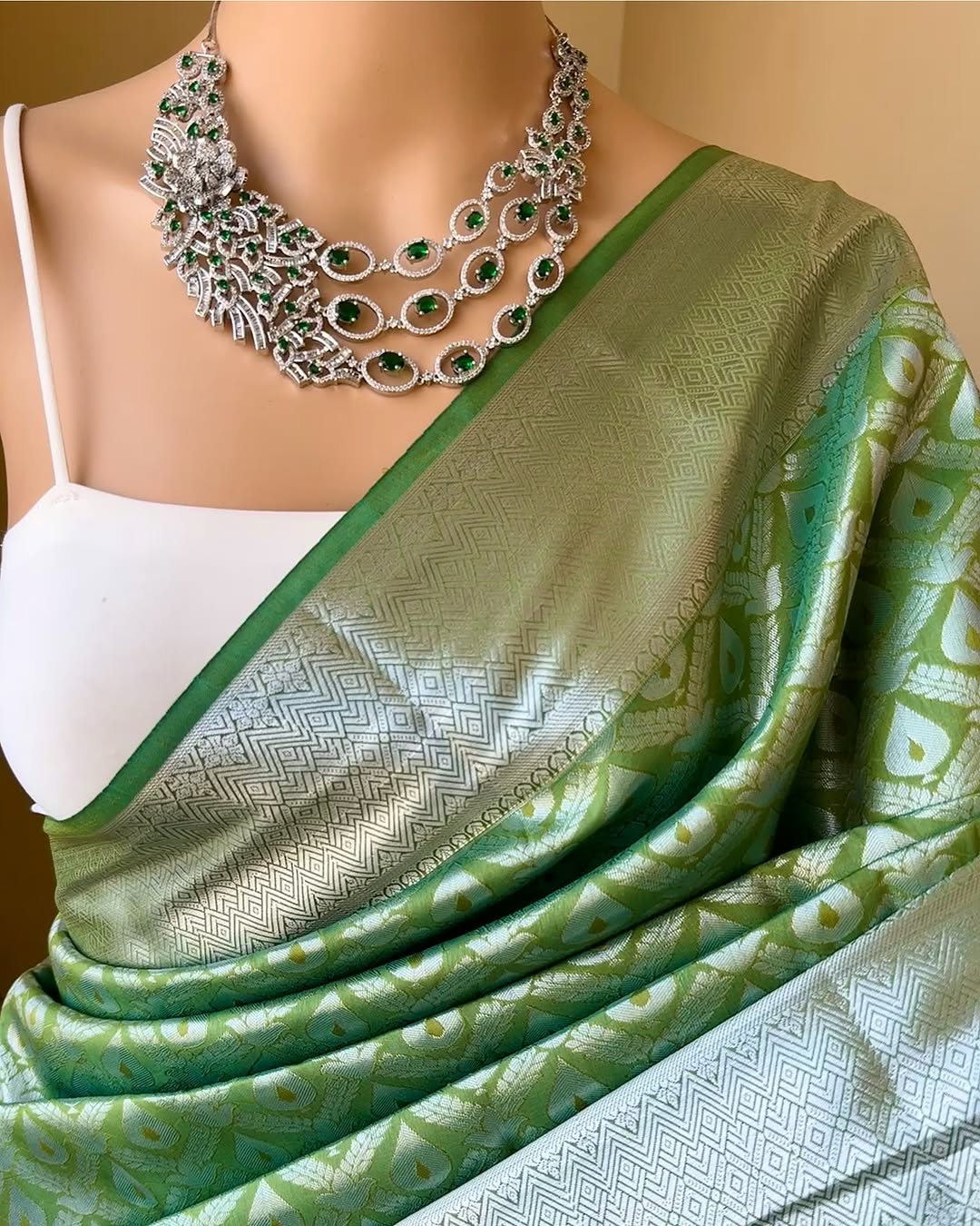 PISTA GREEN ART SILK SAREE