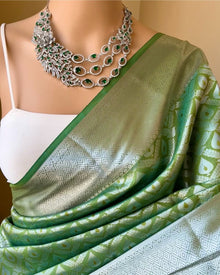 PISTA GREEN ART SILK SAREE