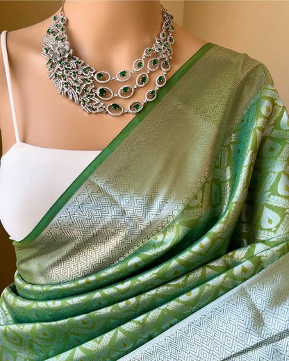 PISTA GREEN ART SILK SAREE