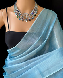 SKY BLUE TISSUE SAREE