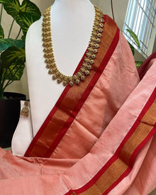 PEACH SOFT GADWAL COTTON SILK SAREE