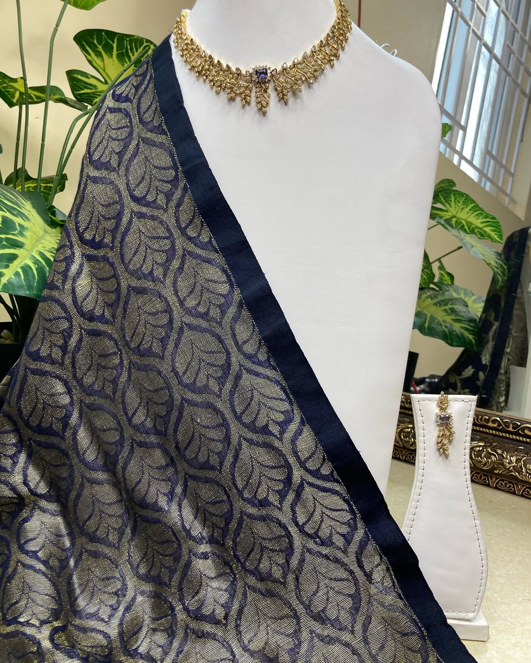 NAVY BLUE LINEN COTTON SAREE