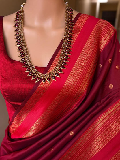 REDDISH MAROON NARAYANPET ART SILK SAREE